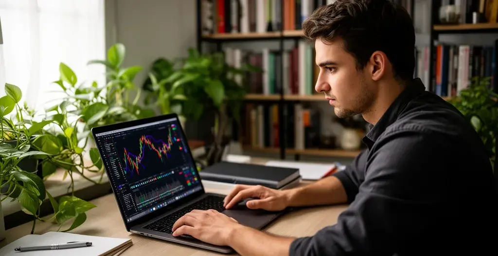 Professionnel consultant des données immobilières sur ordinateur, estimation prix Lyon